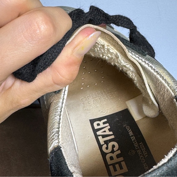 Golden Goose Superstar Sneakers Round Toe Lace Up Low Top Leather in Silver - Picture 13 of 15